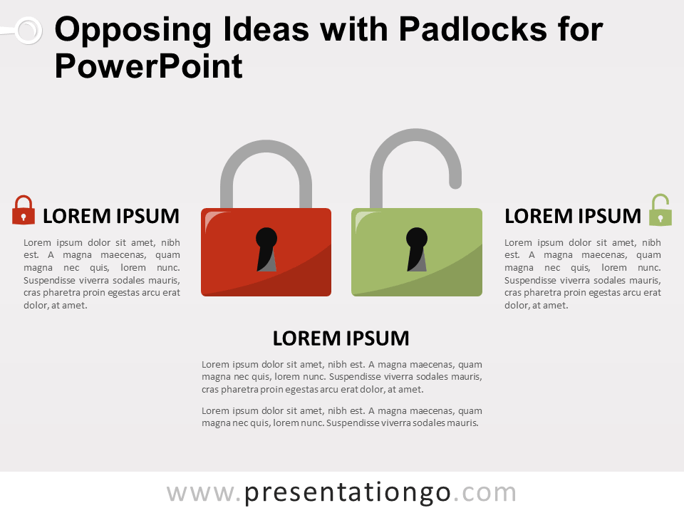 Free Opposing Ideas with Padlocks for PowerPoint