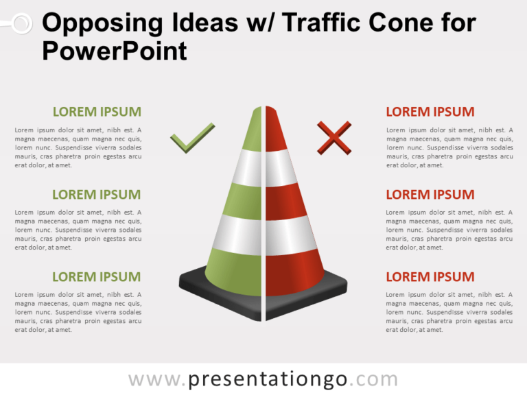 Free Opposing Ideas with Traffic Cone for PowerPoint