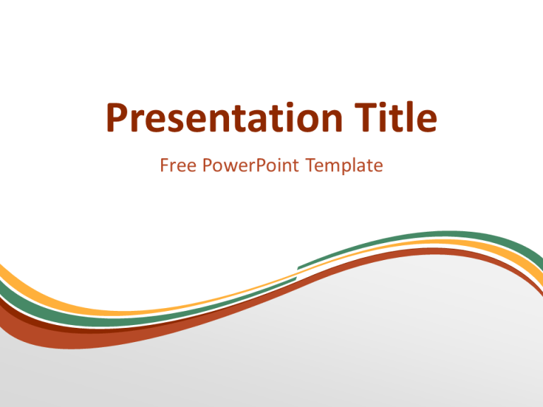 Abstract Free Orange Green Wave PowerPoint Template with light background
