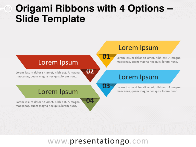 Free Origami Ribbons with 4 Options for PowerPoint