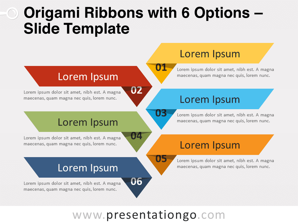 Free Origami Ribbons with 6 Options for PowerPoint