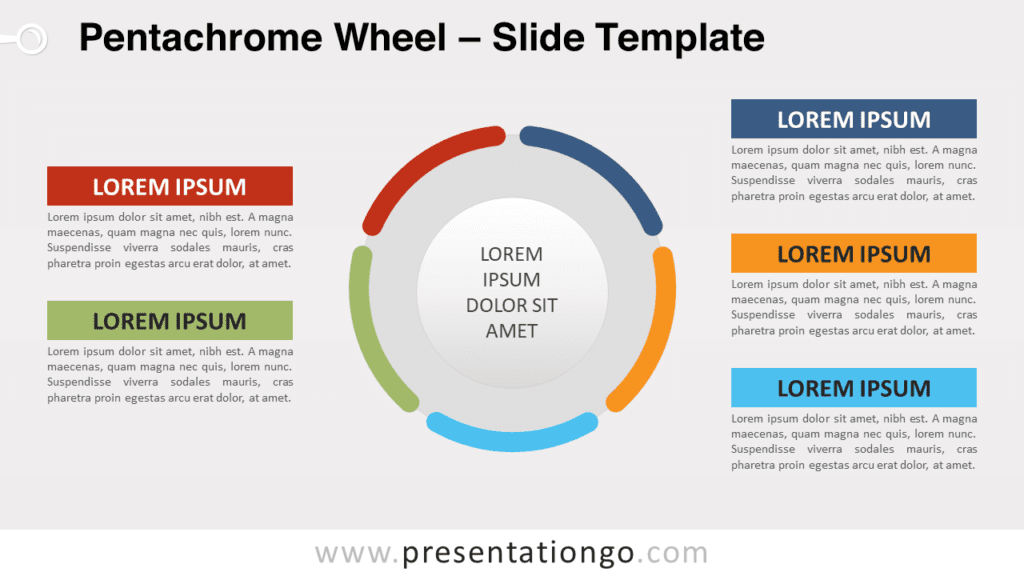 Widescreen preview of Pentachrome Wheel template for PowerPoint and Google Slides