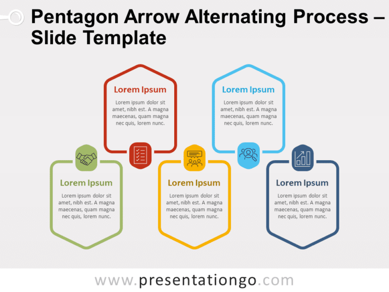 Free Pentagon Arrow Alternating Process for PowerPoint