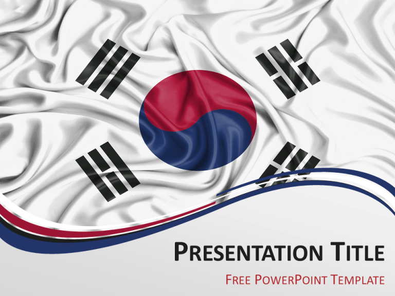 Free PowerPoint template with flag of South Korea background