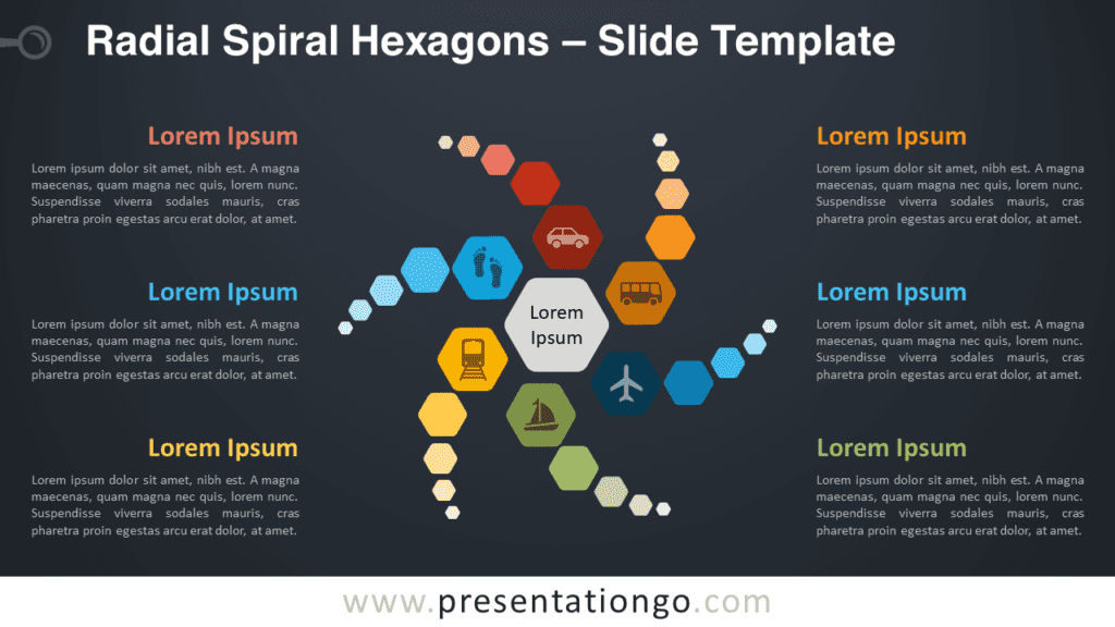 Free Radial Spiral Hexagons Graphics for PowerPoint and Google Slides