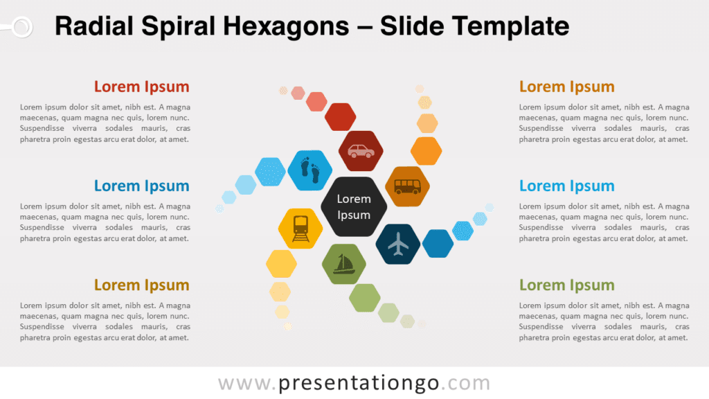 Free Radial Spiral Hexagons for PowerPoint and Google Slides