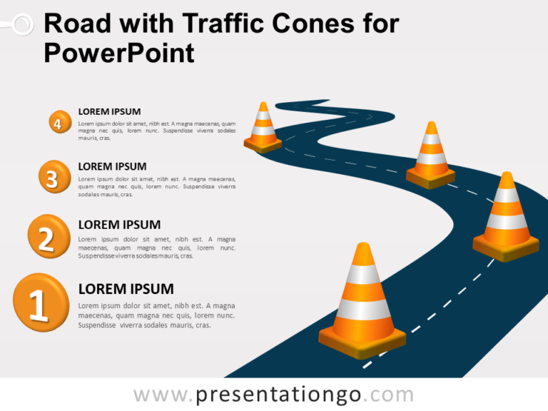Free Road with Traffic Cones for PowerPoint