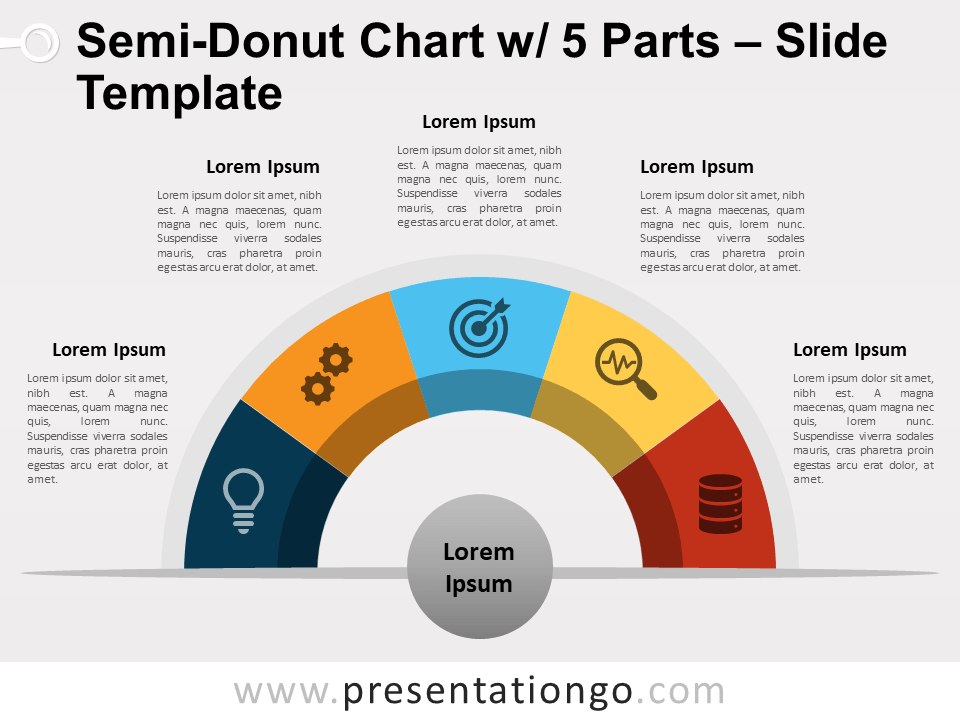 Free Semi-Donut Chart with 5 Parts PowerPoint