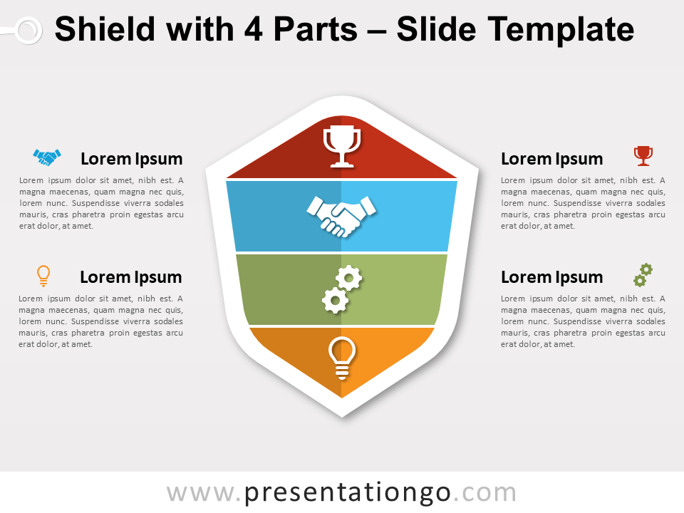Free Shield with 4 Parts for PowerPoint