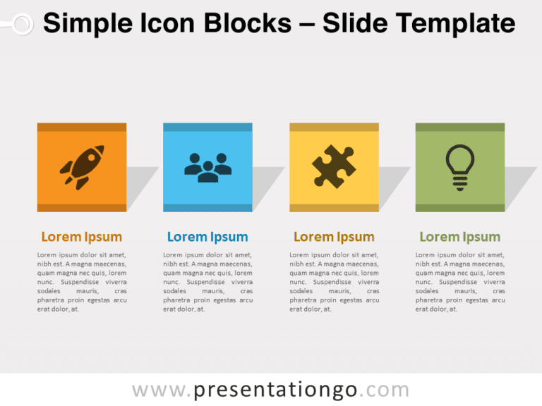 Vista previa de la plantilla de diapositiva Bloques de Íconos Simples para presentaciones de PowerPoint
