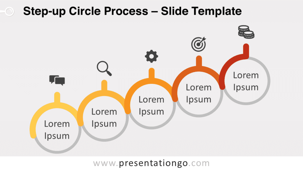 Widescreen preview of Step-up Circle Process template for PowerPoint and Google Slides