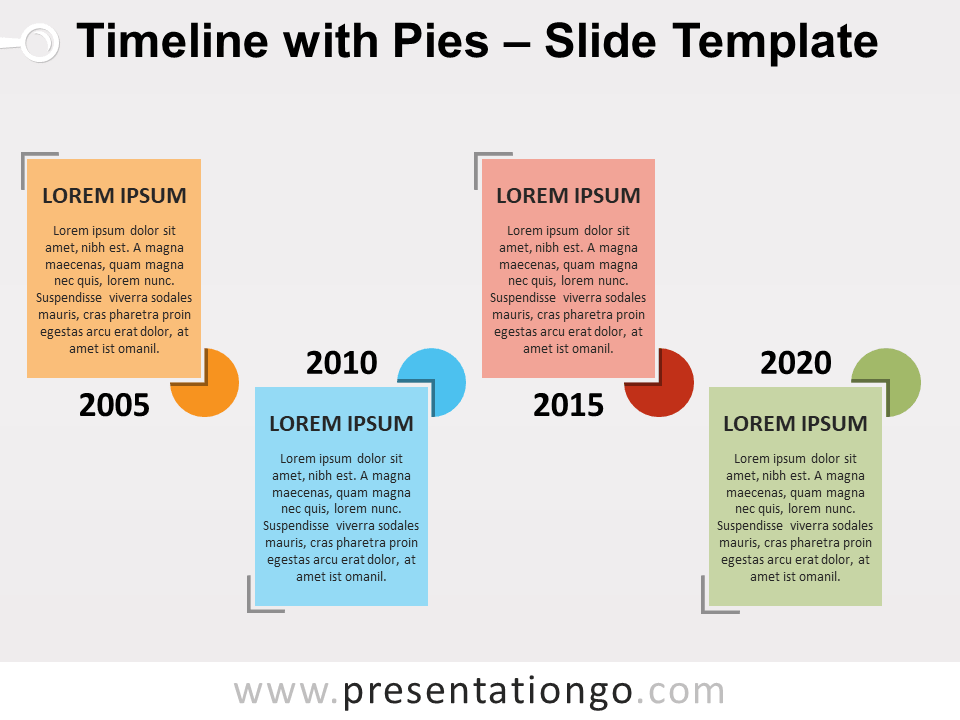 Free Timeline with Pies for PowerPoint