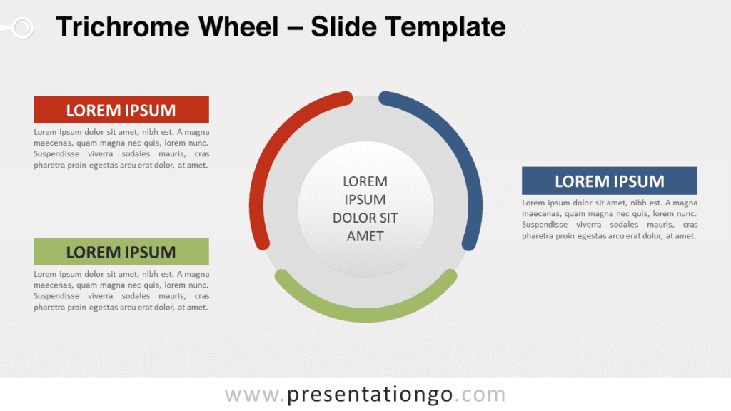 Widescreen preview of Trichrome Wheel template for PowerPoint and Google Slides
