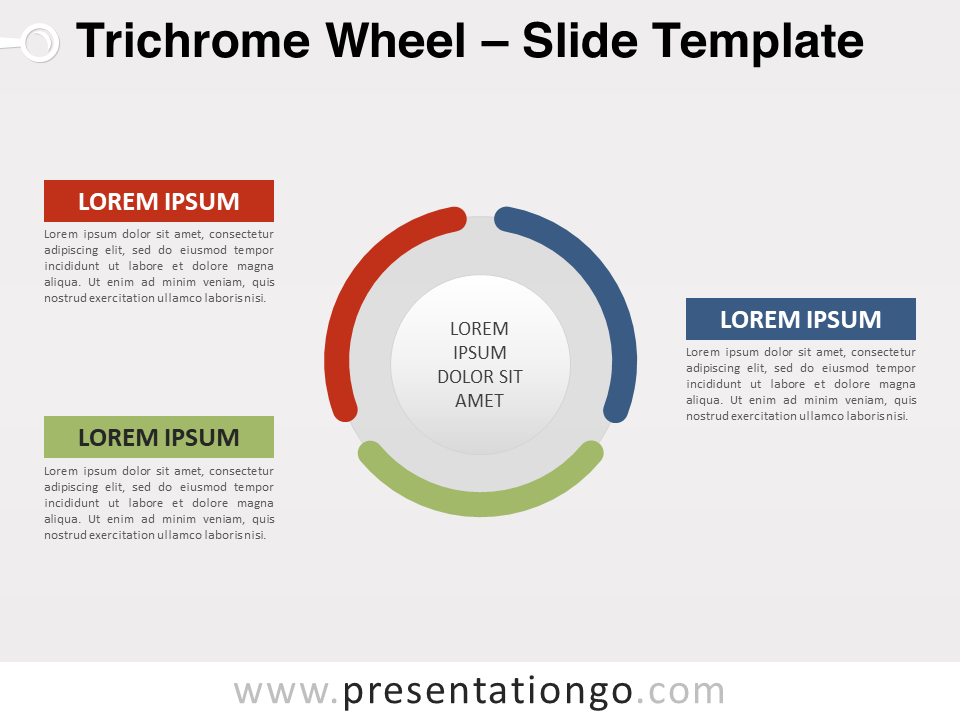 Preview of Trichrome Wheel template for PowerPoint presentations