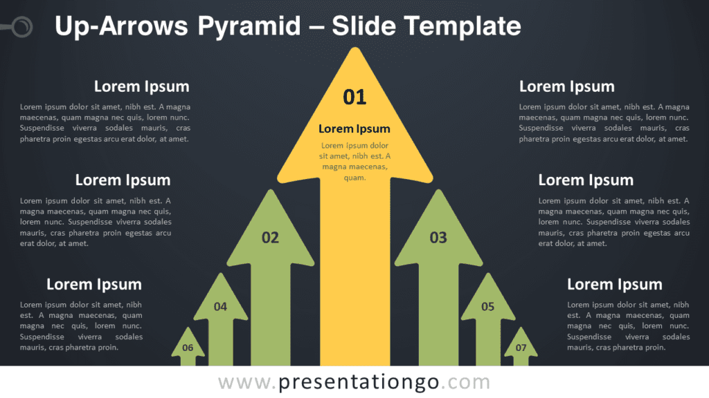 Free Up-Arrows Pyramid Diagram for PowerPoint and Google Slides
