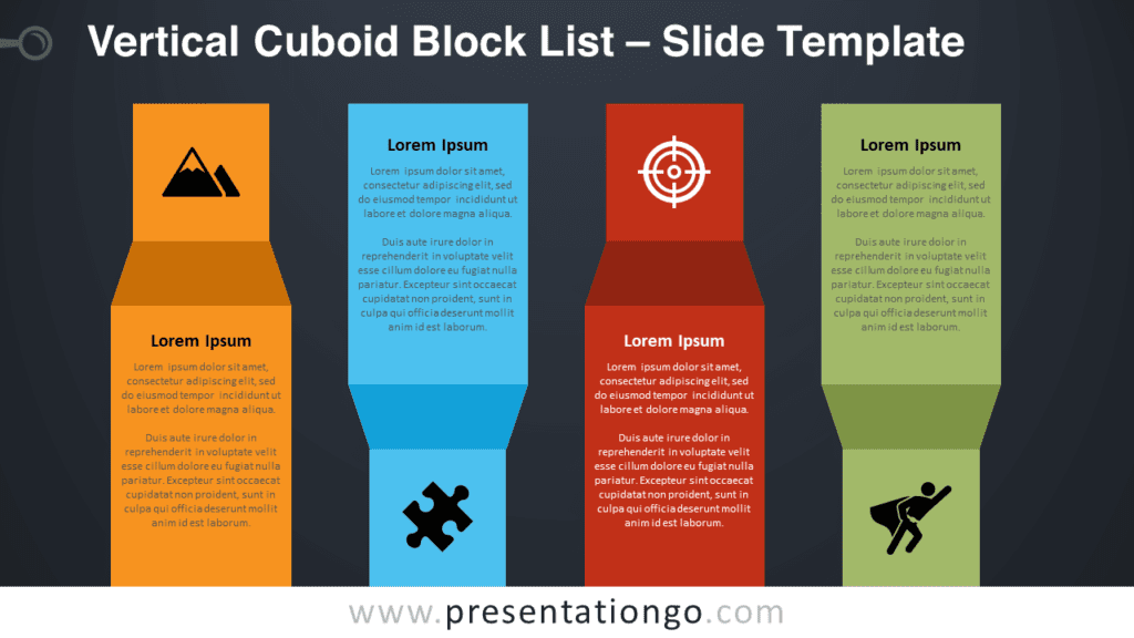 Free Vertical Cuboid Block List Graphics for PowerPoint and Google Slides