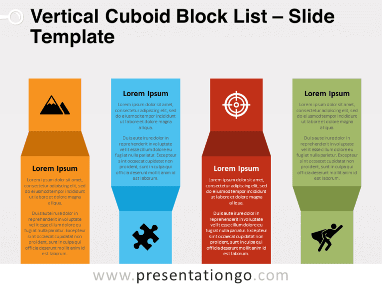 Lista de Bloques Cuboides Verticales - Gráfico Gratis Para PowerPoint Y Google Slides