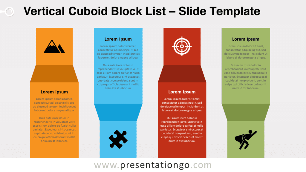 Free Vertical Cuboid Block List for PowerPoint and Google Slides