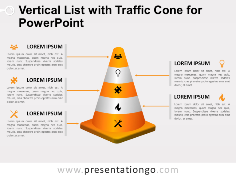 Free Vertical List with Traffic Cone for PowerPoint